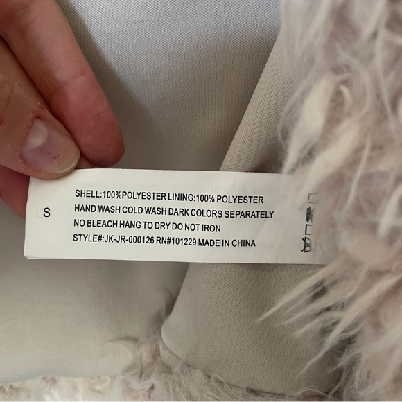 Light pink/beige Shaggy Faux Fur Jacket - Picture 3 of 5